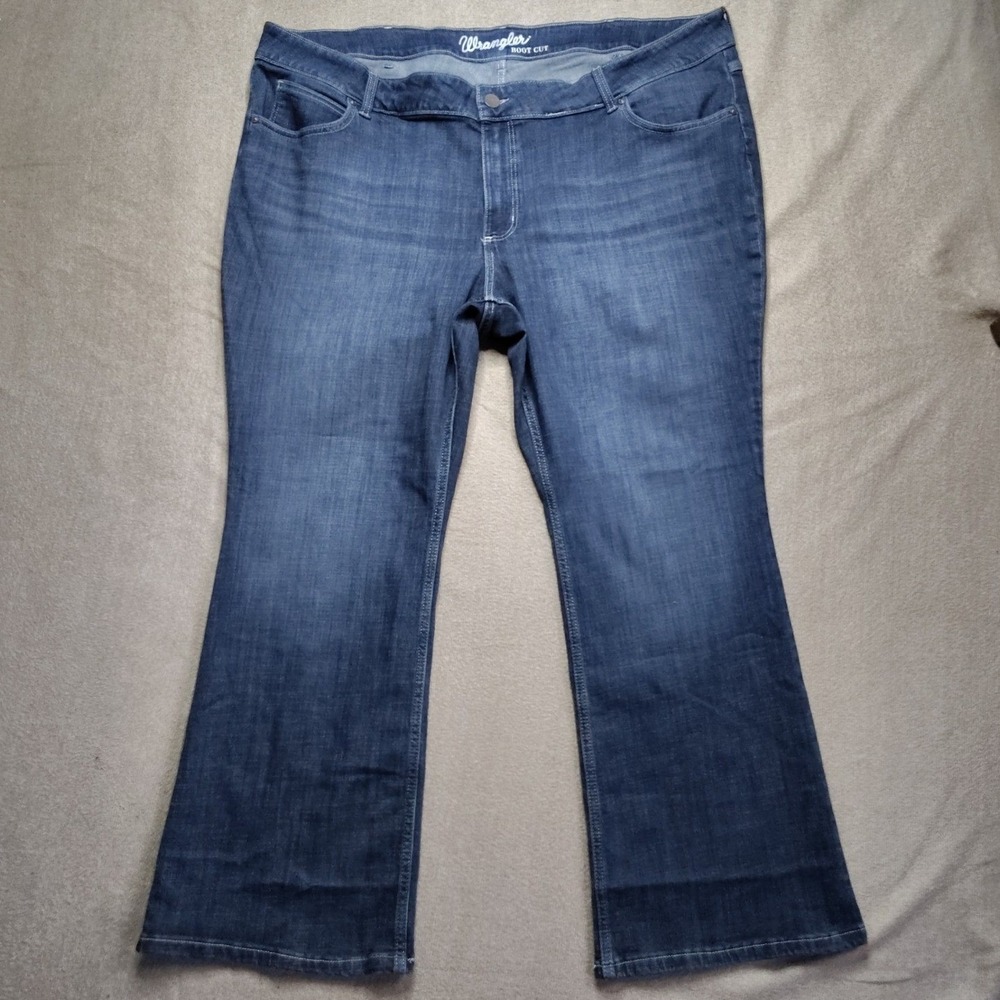 Wrangler Essential Boot Cut Jeans Womens 26Wx30 Dark Wash Blue Stretch Denim - Picture 2 of 7